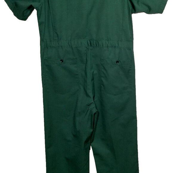 Riverside Coveralls Jumpsuit Medium/Large Regular Green Canvas Short Sleeve Vtg - Picture 2 of 16